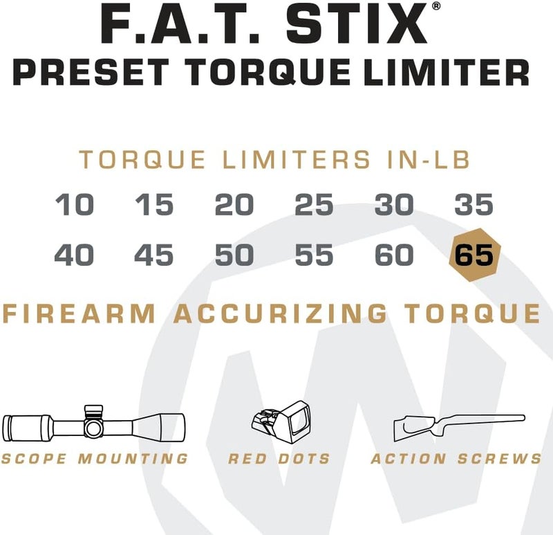 Wheeler Fat Stix Individual Limiter 10-65 Inch-Pounds with Preset Torque, Accurately Tightens, Reversible, Compatible with Fat Stix T-Handle Driver, for Gunsmithing, Reloading, and Torque Adjustment - Image 3